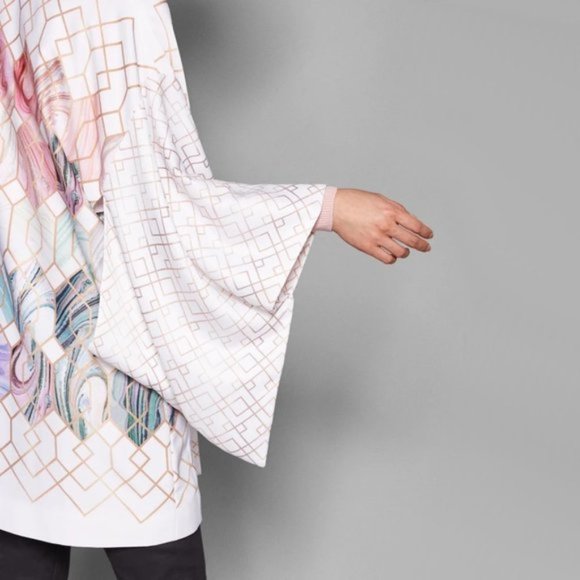 NWT Ted Baker London printed self-tie draped kimono jacket - Picture 3 of 16